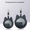PU Leather Card Holder Cat Ear Design Cute Round Badge Reel For Work Office Travel Luggage Keychain Pendant