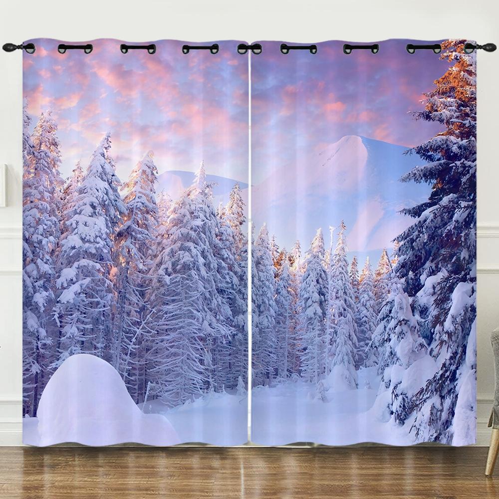 Curtains Sunset Sunset Scenery 3D Digital Printing Blackout Curtain Punching