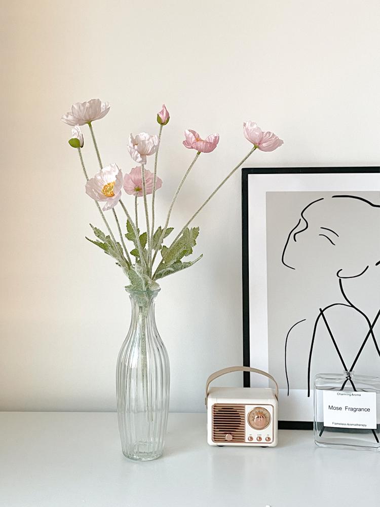 Poppy Pink Icelandic Artificial Flower Bouquet for Living Room Decoration