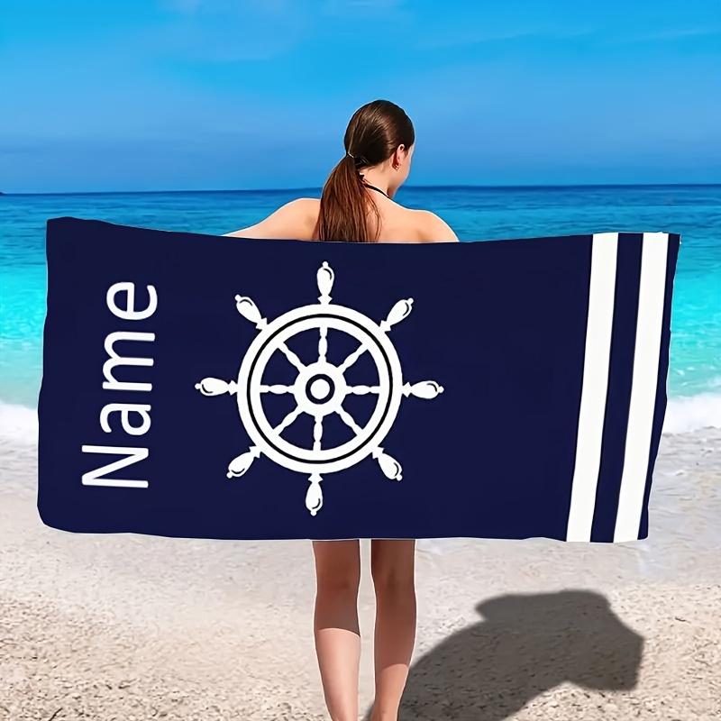 Asciugamano da Spiaggia Personalizzato a Strisce Nome/Logo Personalizzato Asciugamano in Microfibra Sottile Asciugatura Rapida Assorbente per Spiaggia Nuoto Yoga Bagno Sport