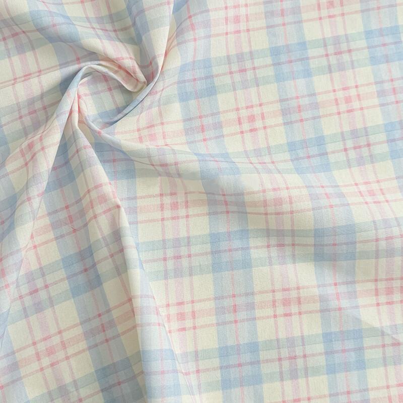 Cotton Checkered Fabric Clothing Home Wear Pajamas Cloth Bag Material Linen Plaid Striped Yarn-Dyed Cotton Fabric Tablecloth