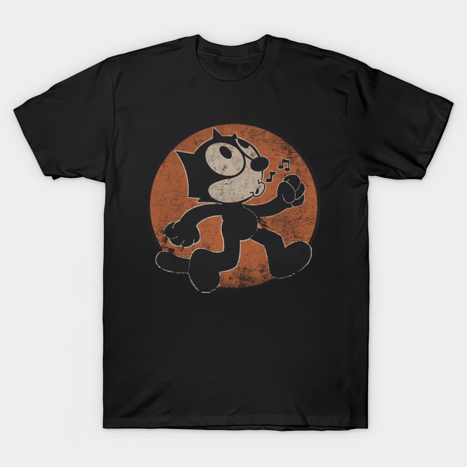 Felix The Cat Vintage Black T shirt Size S-4X Casual M