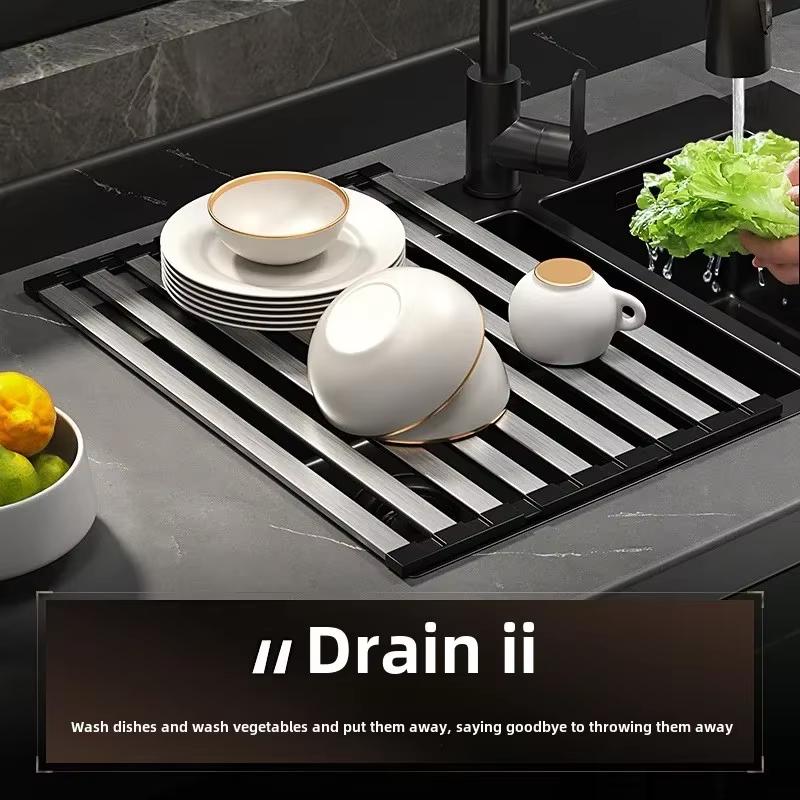 304 Stainless Steel Collapsible Telescoping Sink Drain Rack for Chopsticks Dish Organizer Basket Kitchen Sink Storage Rack