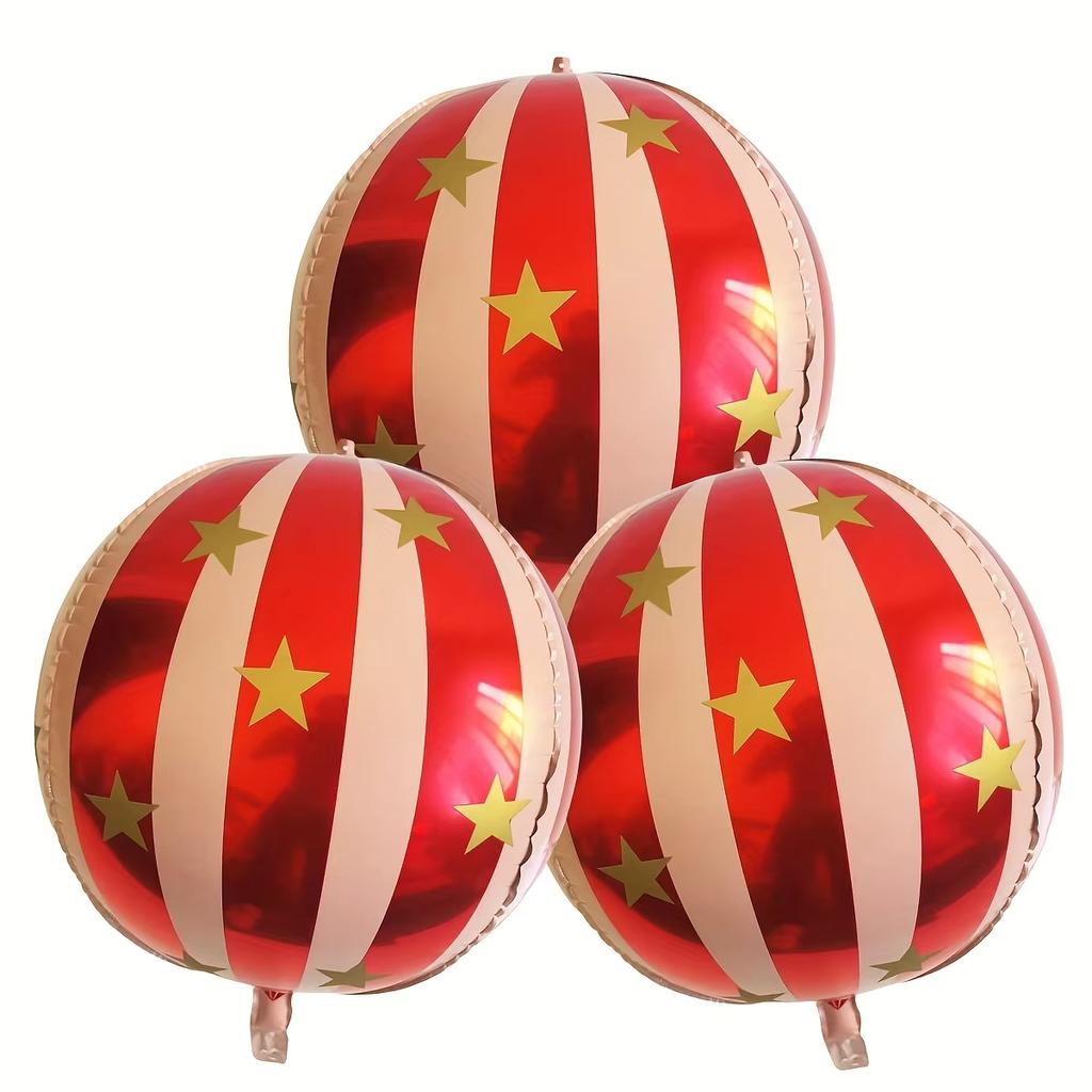 22 Inch 4D Striped Star Aluminum Film Balloon Ktv Mall Home School Decoration Diy Circus Party Supplies Kids Photo Booth Props