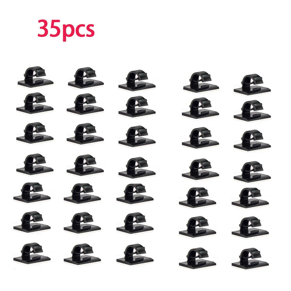 35/50pcs Adhesive Cable Clips Wire Clips Cable Wire Management Wire Cable Holder Clamps Cable Tie Holder For Car Office And Home