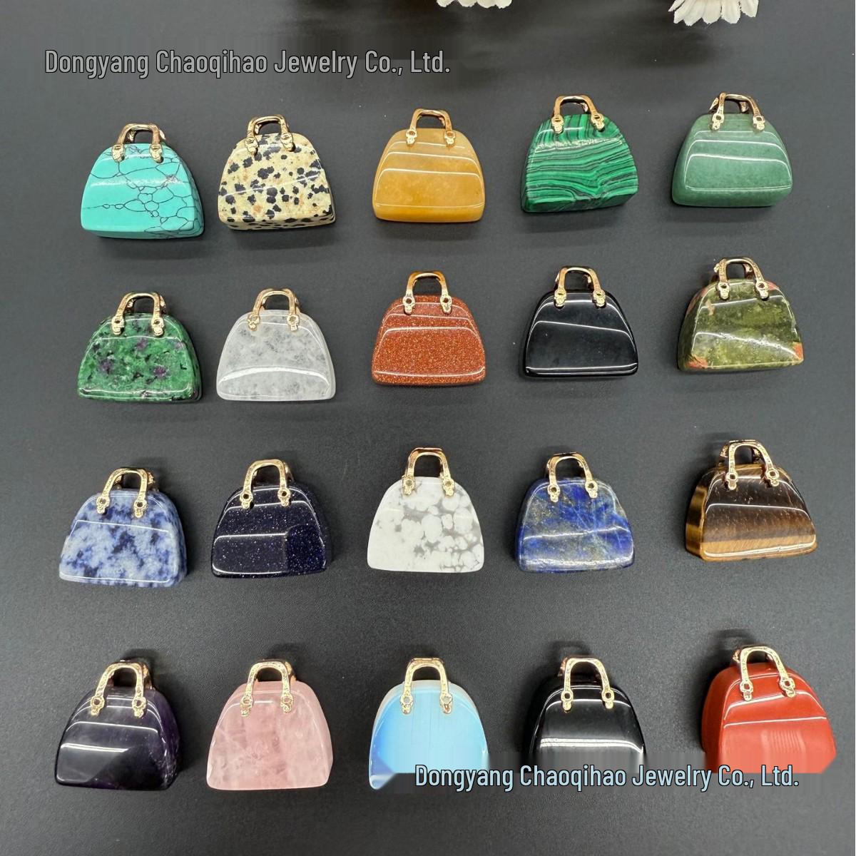 Подвеска-кулон на сумку из кристалла бычьего глаза и розового кварца Green Pine