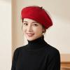 French Style Mesh Wool Beret with Mesh Veil Beanie Cap Elegant Painter Hat  Women