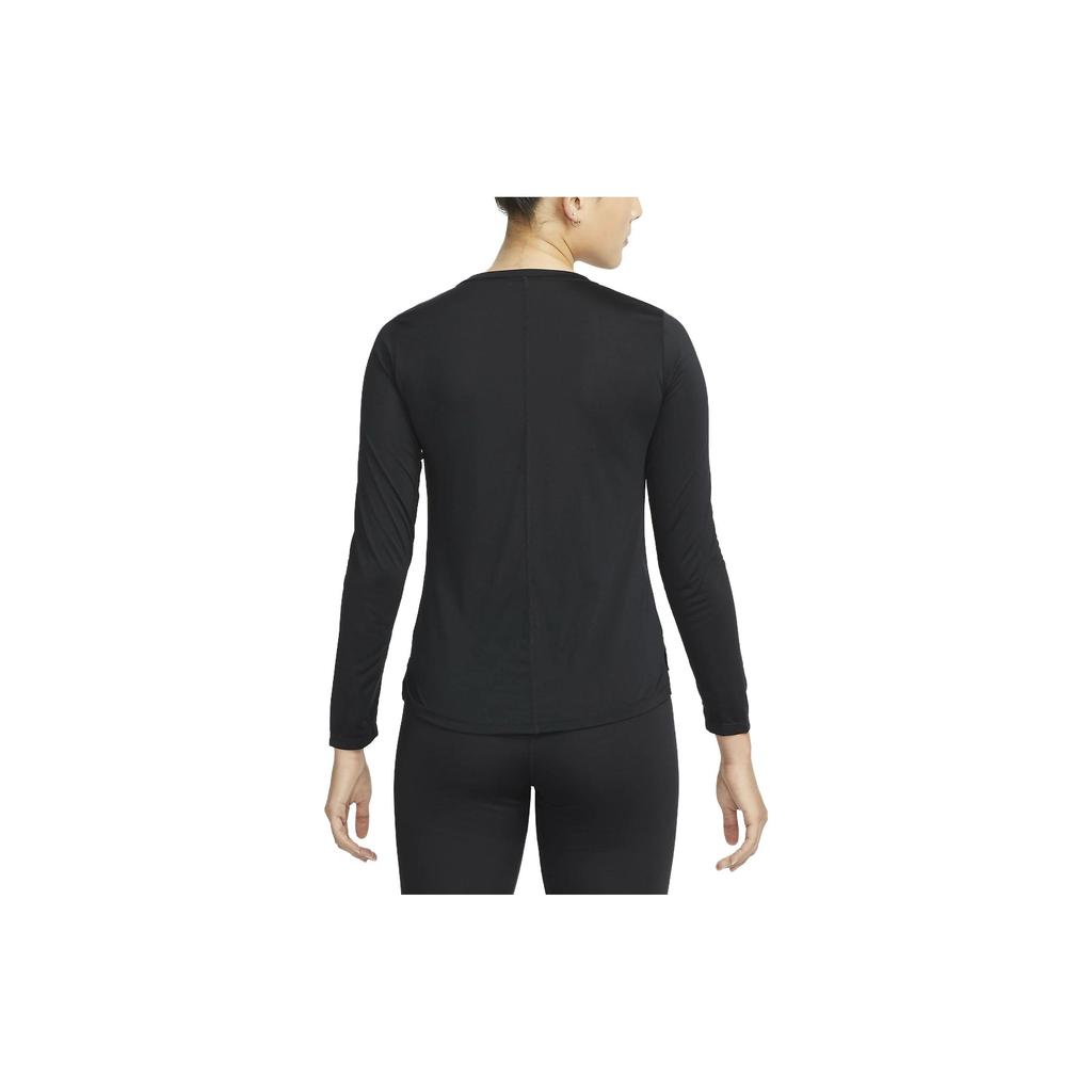 Nike Breathable Quick-Dry Solid Color Logo Round Neck Long Sleeve Drop Shoulder T-Shirt Women T-Shirt Black DD0642-010