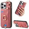 For iPhone 16 Pro Max Case Card Slots Leather+TPU Phone Cover with Ring Buckle