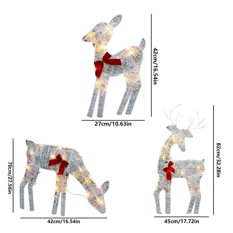 Leuchtendes Weihnachtsrentier Weihnachts-Gartendekor mit LED-Licht Glitzerndes Rentier Weihnachts-Haus-Außenhof-Ornament-Dekor