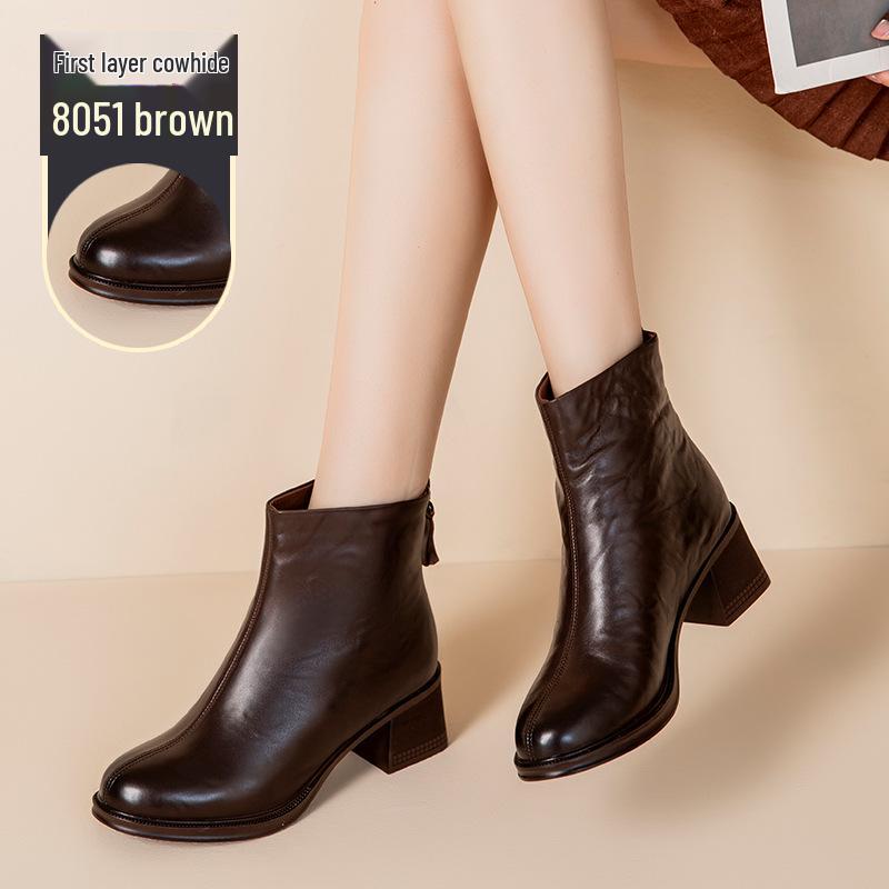 2025 Winter Women's Luxurious Cowhide Boots: Non-Slip, Warm, Comfortable, Fashionable, Plus Velvet