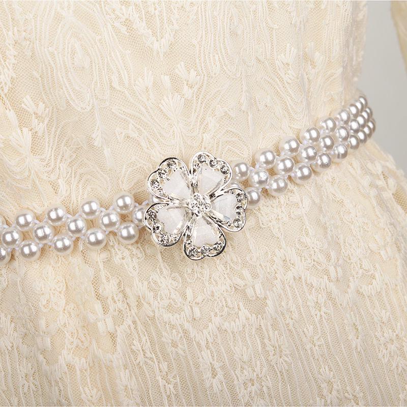 Women's Pearl Elastic Waist Chain for Hanfu and Korean Style Outfits - Versatile Woven Beaded Slimming Accessory