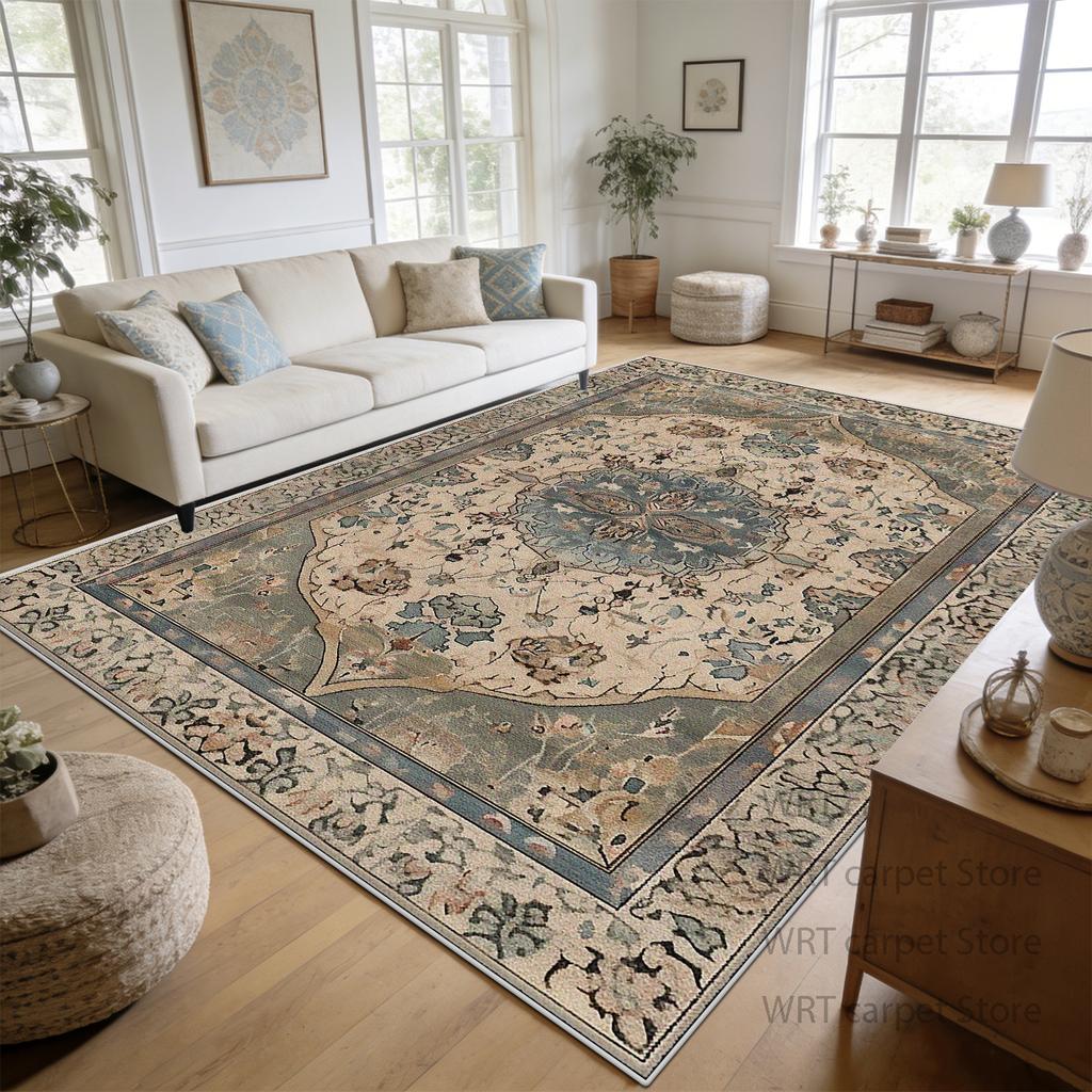 Persian Retro Large Living Room Carpets Cream Color Decoration Non-slip Easy Clean Rug Cloakroom Bedroom 200x300 Floor Mat Sofa