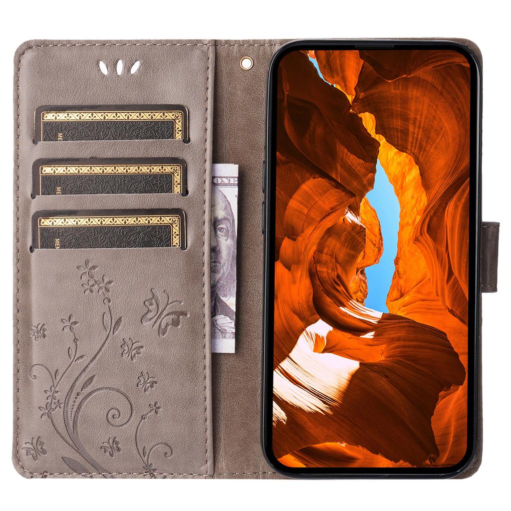For iPhone 16 Pro Case Shockproof Butterfly Floral Leather Flip Phone Cover