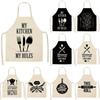 Letter Alphabet Kitchen Aprons for Women Cotton Linen Bibs Household Cleaning Pinafore Home Cooking Apron Delantal