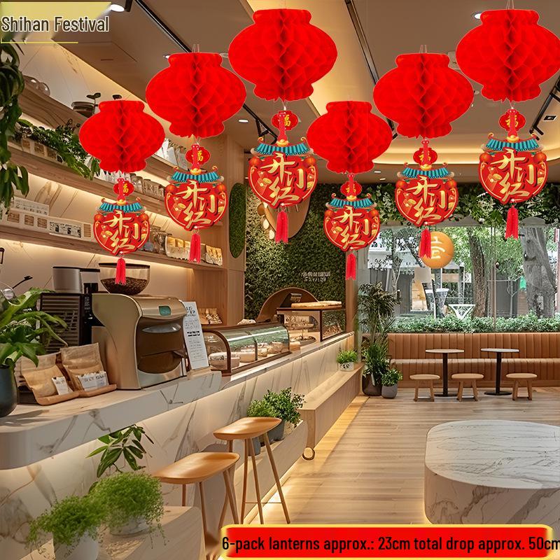 Grand Opening & Anniversary Celebration Red Lanterns - Ceiling Decorations for Shops, Malls, Supermarkets