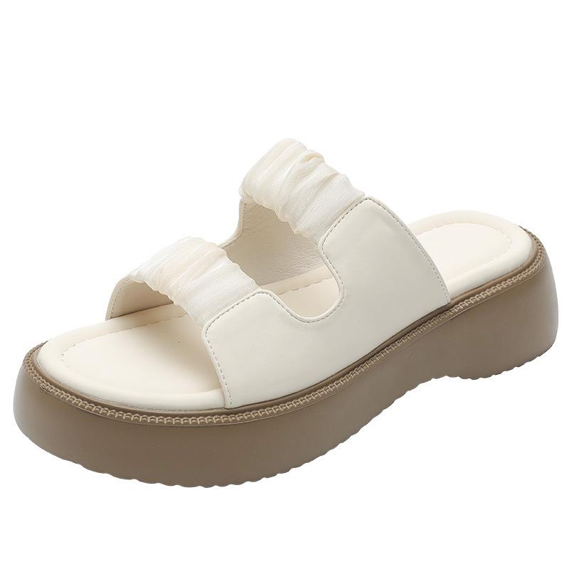 [Xiao Baiyun] thick-soled sandals for women in the summer of 2025, new one-word with muffin bottom heightening flat-soled slippers for women
