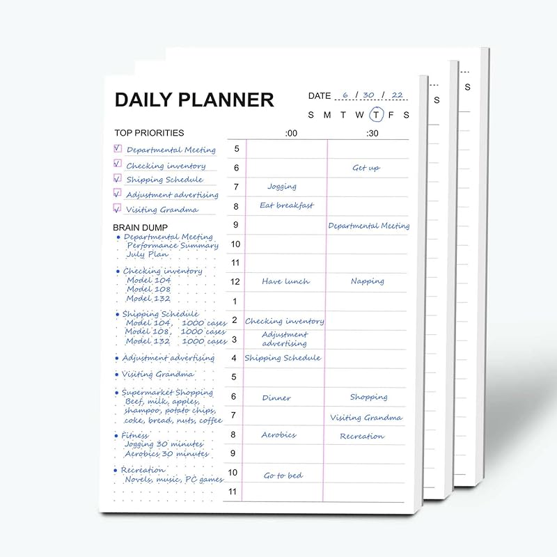 Tiankool To Do List Notepad - Daily To Do List with Priorities, Hourly Scheduler and Notes - Daily Planner Notepad for Work, Study, Appointments, 60