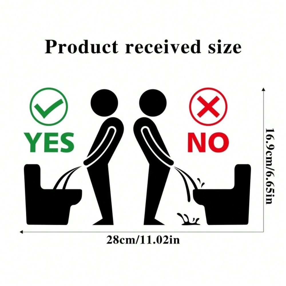 1 Pc Funny Bathroom Toilet Lid Decal, Removable Self-Adhesive Plastic Wall Sticker, Creative Toilet Seat Sign for Proper Use