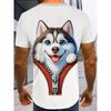 3D Puppy Pattern Printed Short Sleeved Summer Breathable Round Neck Top Men's T-shirts