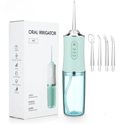 Irigator bucal Ață dentară portabilă cu jet de apă reîncărcabil prin USB Scoretor de dinti cu 4 jeturi 220ml 3 moduri IPX7 1400rpm