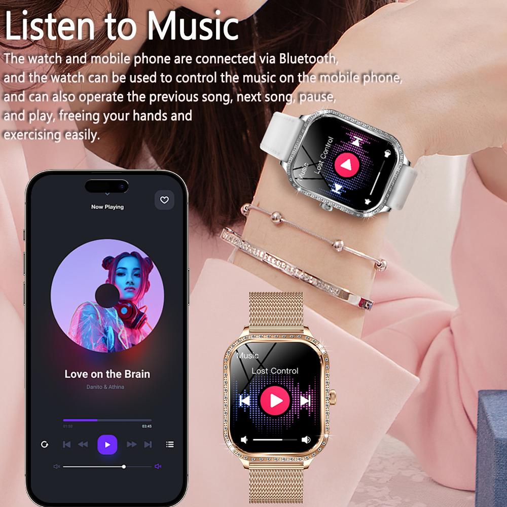 2025 New Smart Watch Women 1.75" HD Display Heart Rate IP68 Waterproof Sports Fitness BT Call Smartwatch for Lady Gift