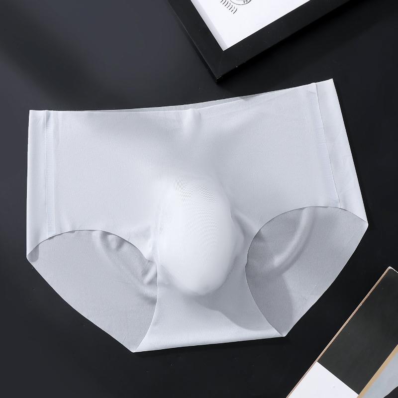 Men'S Underwear Ice Silk Seamless 3D U Convex Pouch Lingerie Underpants Breathable Briefs Ultra-Thin Sissy Lingerie