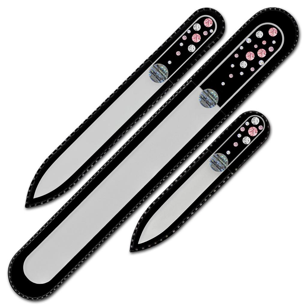 Zestaw 3 przezroczystych pilników kryształowych z kryształkami W-BMS