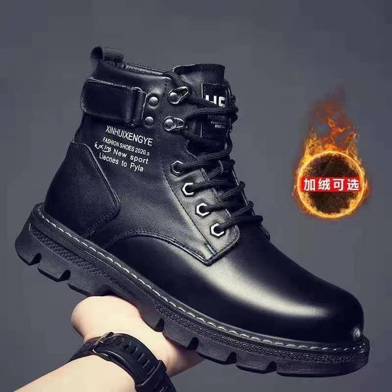

Winter Martin boots men s medium tube velvet thermal cotton shoes men s short boots snow boots British style high-top waterproof leather boots 39