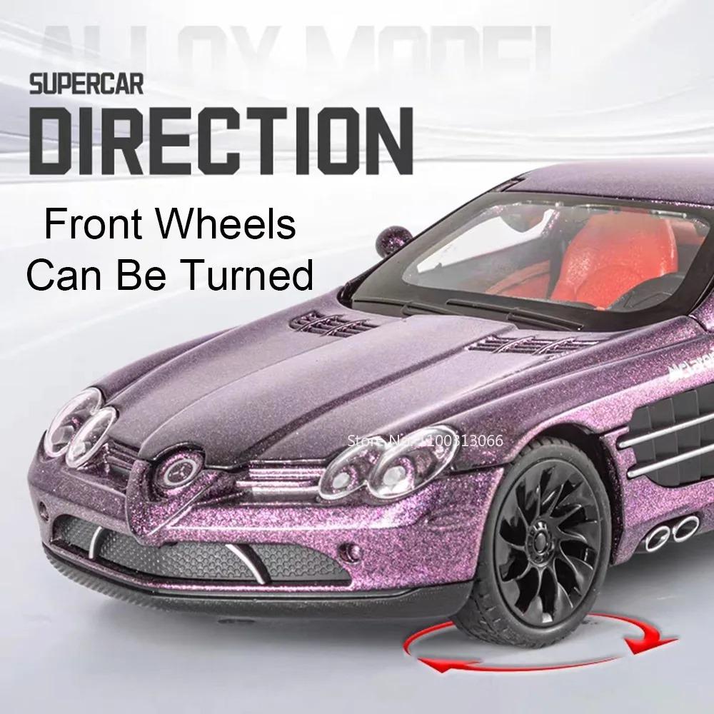 1:24 SLR Miniature Models Cars Toys Alloy Diecasting Doors Opened Vehicles with Light Music Supercar for Boys Birthday Gifts
