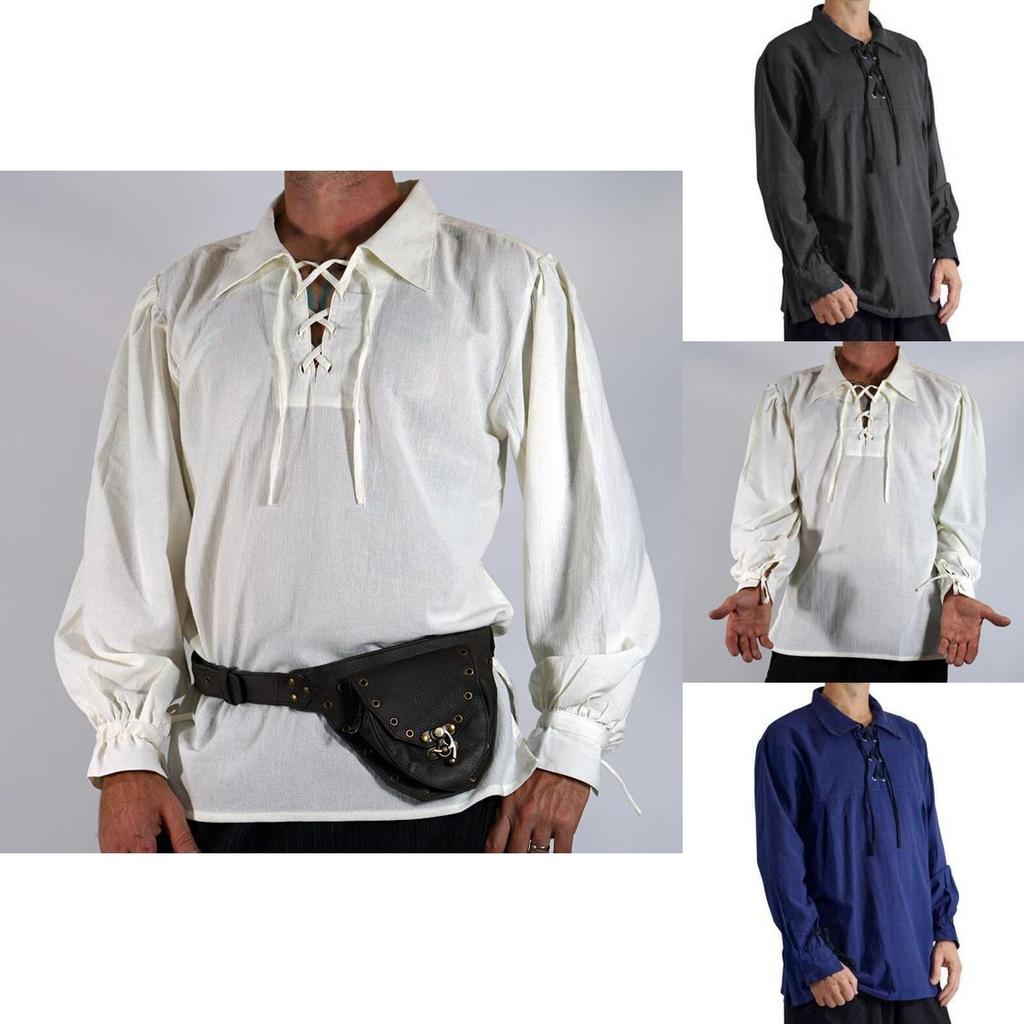 Soft And Comfortable Medieval Style Pirate Shirt For Men With Wide Cuff Sleeves