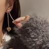 Exquisite and high-end~ Super flash zircon asymmetric love metal earrings, French high-end design niche temperament
