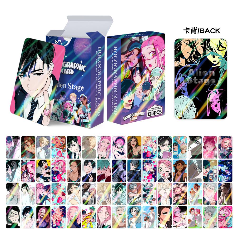 124 Stück Alien Bühnenästhetik Cartoon Wasserdichte Postkarten Anime Sammlerset Lomo Fotokarten Jungen Mädchen Geschenke für Party