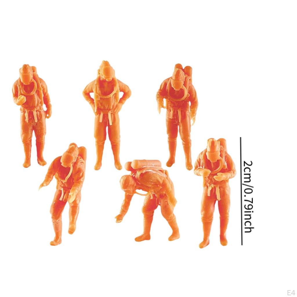 6 Pieces Miniature Model Figures Resin Creative Mini People Models Firefighter Figurines for DIY