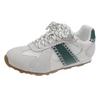 Cowhide version soft leather mesh new round head casual breathable sports shoes inner height increase flat bottom