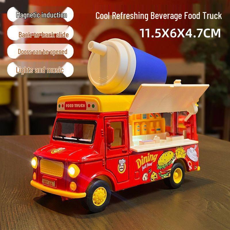 Children's Pull-Back Alloy Toy Bus with Ice Cream, Popsicle, Hamburger, & Kitchen Music