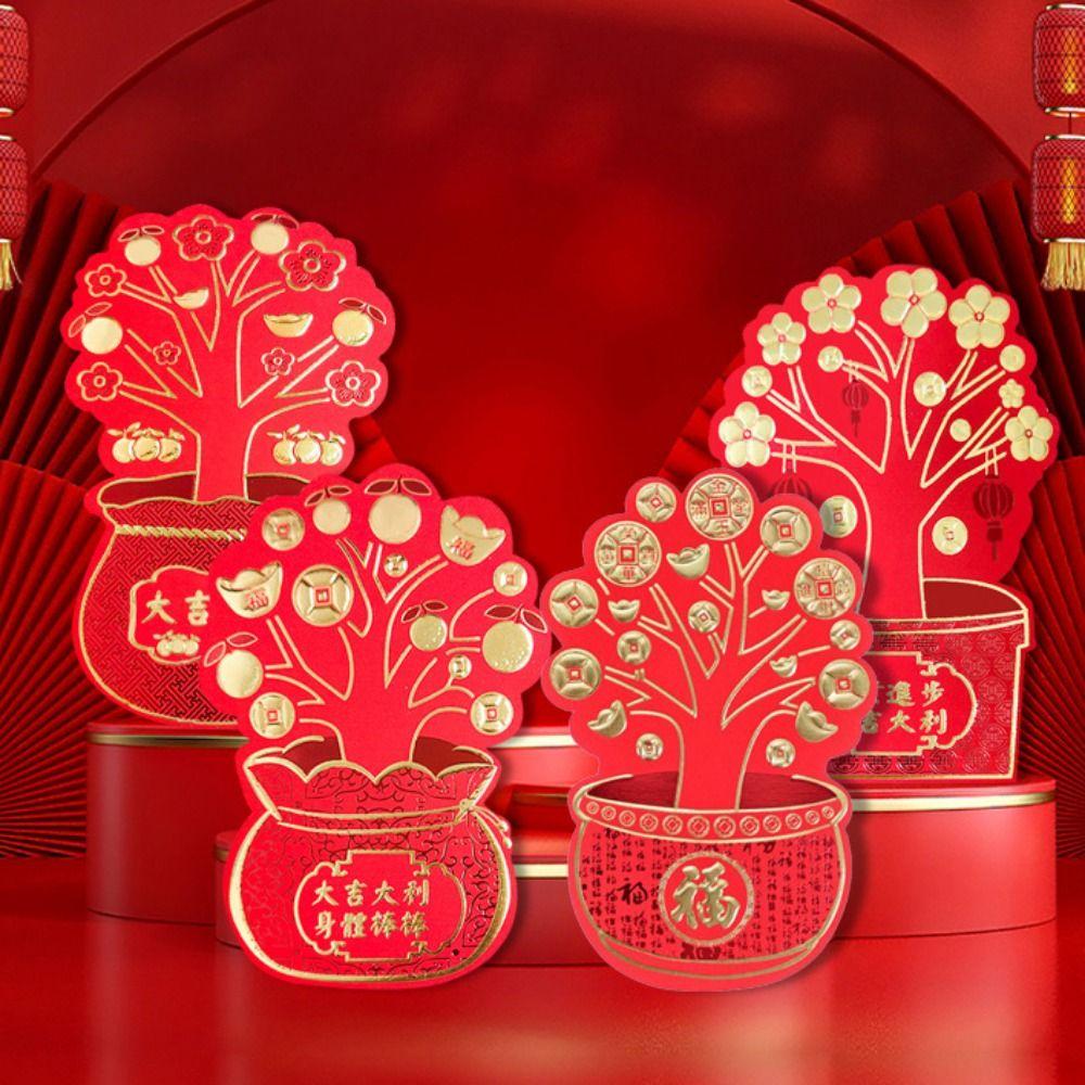 8pcs/set Chinese Style Red Pocket Paper Lucky Money Bag Traditional Red Envelope  Festival