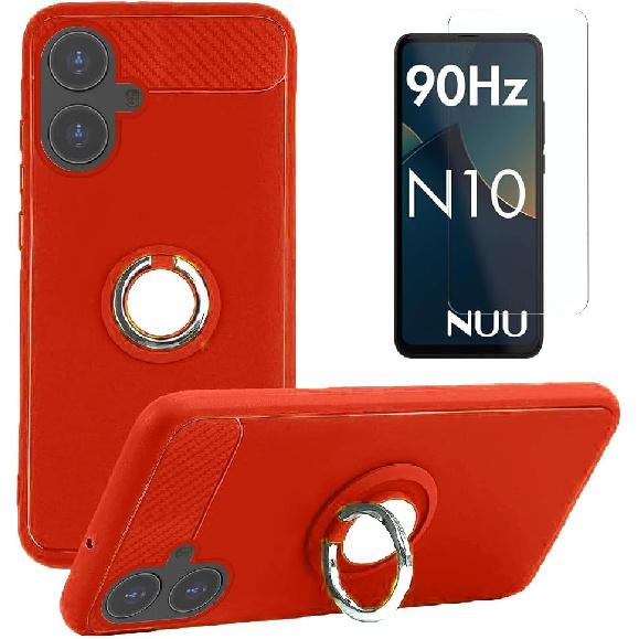 Чехол для телефона Nuu N10 / N20 и защитное стекло, [Магнитный автомобильный держатель] Чехол из ТПУ и защитное стекло для модели Nuu N10 / N20 2024 года красный