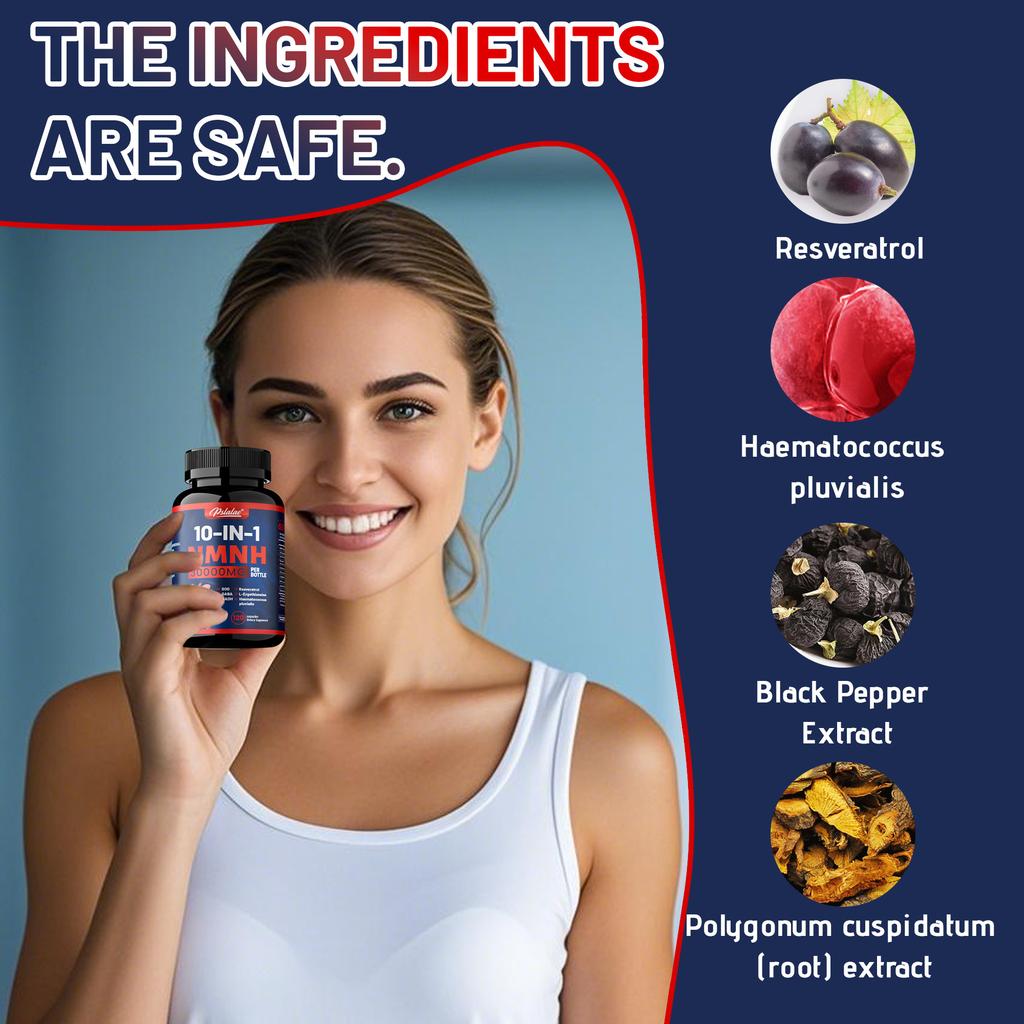 Pslaloe Complex Vitality Capsules, containing NAD+ precursor + Haematococcus pluvialis + Resveratrol, supports daily life.