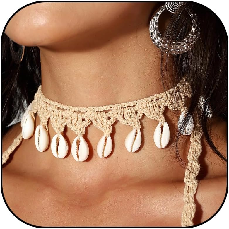 YANCHUN Shell Necklace Beach Jewelry for Women Sea Shell Necklace Layered Gold Shell Charm Necklaces Summer Outfits for Women Beach Fashion