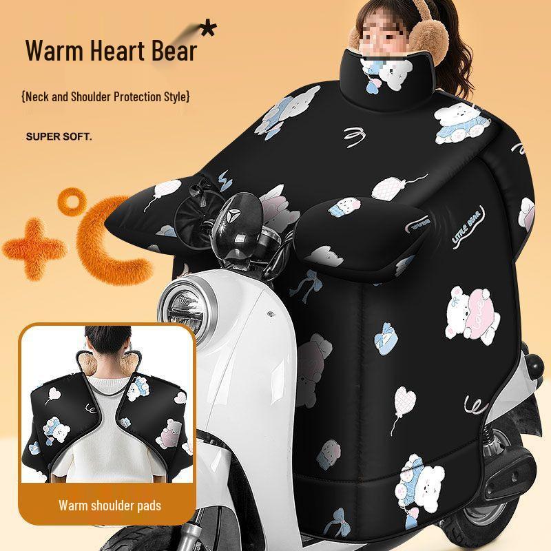 Winter Winddichte Fleecegefütterte Elektrofahrzeug-Windschutzscheibenabdeckung mit Vergrößerten Kniepolstern