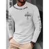 Men's Long Sleeve T-Shirt with Cross & Letter Print - Casual Round Neck Blouse Suitable for Casual Attire