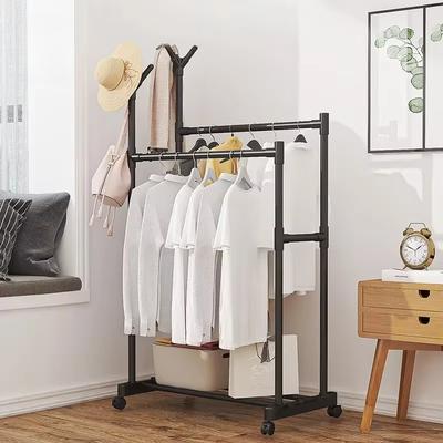 ZEXEF Multi Functional Metal Thickened and Movable Clothes and Hat Rack Which Can Place or Air Clothes Hats Shoes Blankets Etc