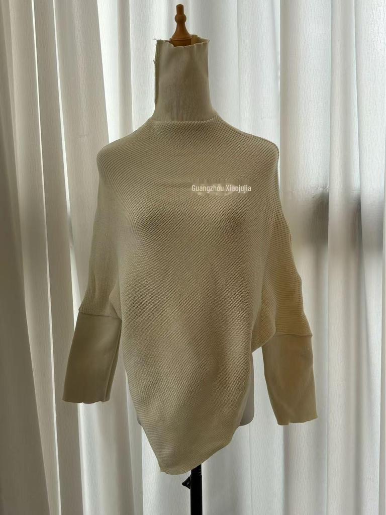 Women's Red High Collar Slim Knit Sweater - Autumn/Winter 2025 Korean Trend