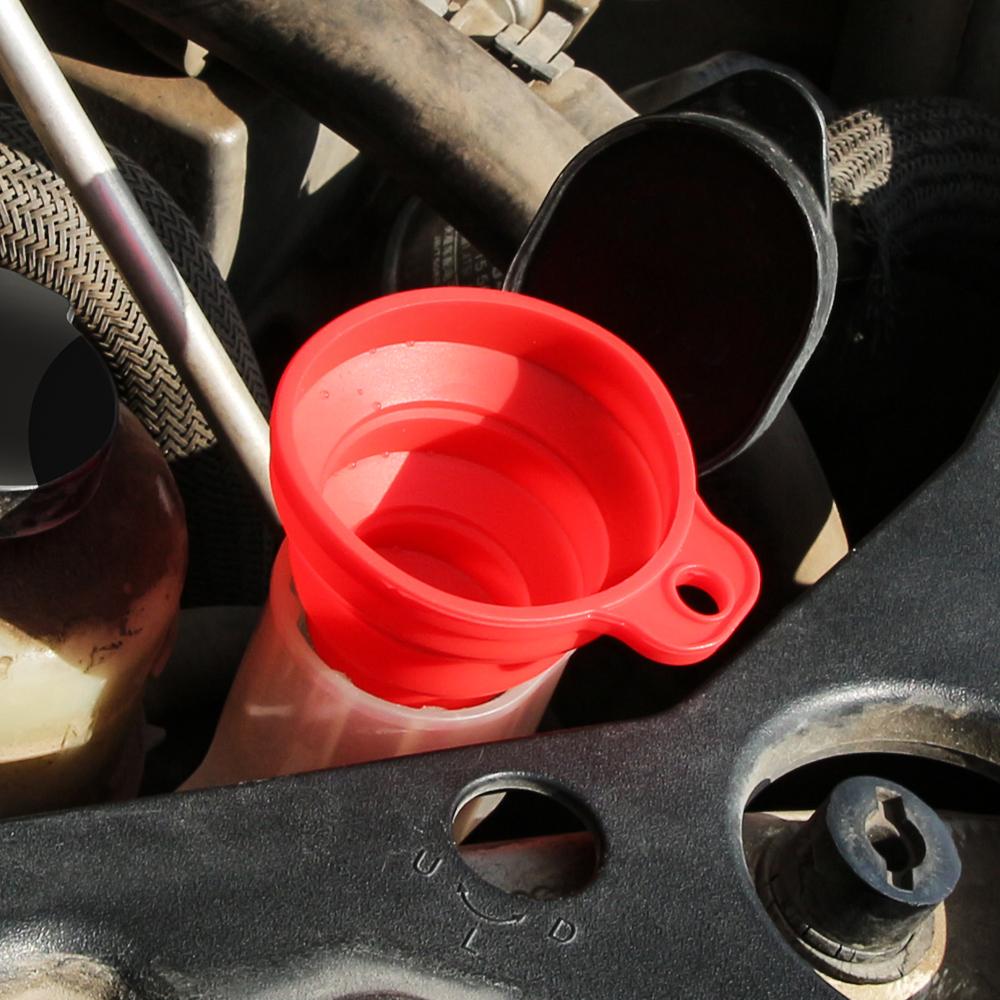 Pâlnie universală pliabilă din silicon pentru ulei de motor și lichid de spălare - portabilă, flexibilă și ideală pentru întreținerea mașinii