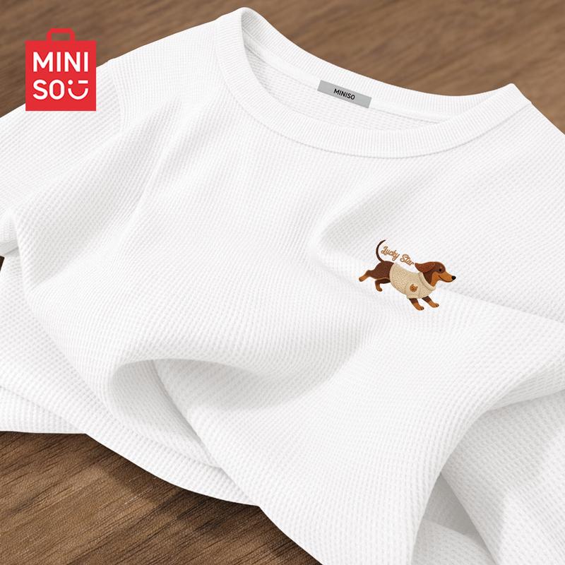 MINISO Men's Waffle Knit Long Sleeve T-Shirt