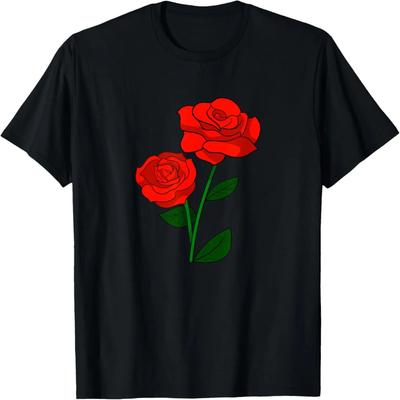 Women's Cute Graphic Rose Tops I Cute Red Rose T-Shirt