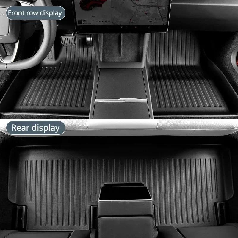 Tapetes de Porta-malas para Tesla Novo Modelo 3 Highland 2024 TPE Impermeável Resistente ao Desgaste Almofada de Pé Tapete de Porta-malas Dianteiro Traseiro Acessórios para Carro