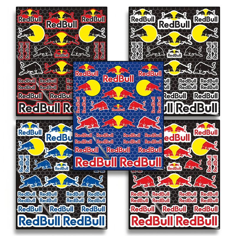 Motorcycle Stickers, Red Bull Events Sponsored Stickers, Plastic Helmet, Car Body, Homemade Decorative Waterproof Sunscreen Stickers Tank