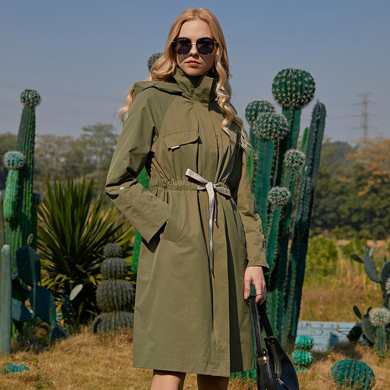 Cortavientos ZIAI primavera casual todo fósforo cintura elástica otoño moda anti-envejecimiento suelta cubierta carne abrigo largo